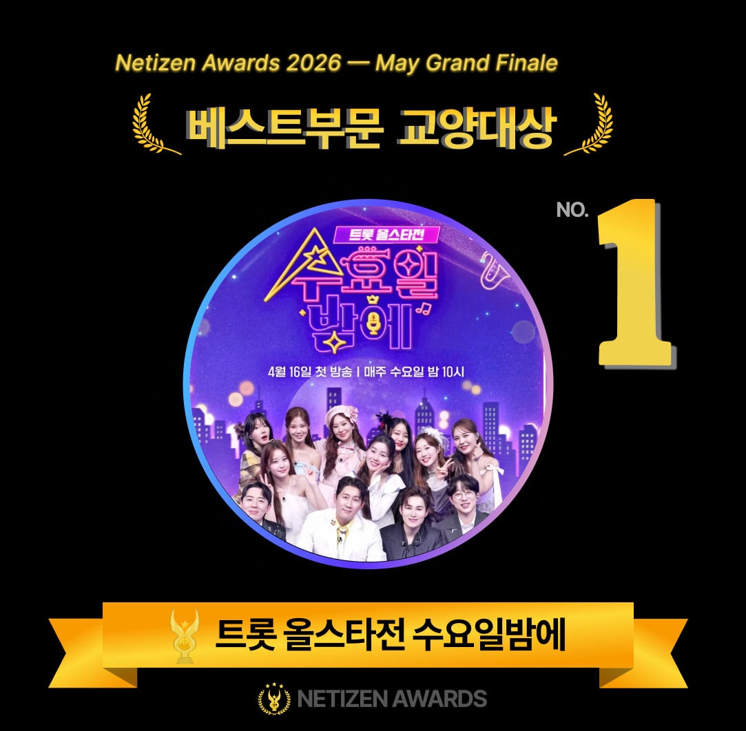 [May Netizen Awards] 'Trot All-Star Match on Wednesday Night' Ranks 1st for 13 Consecutive Months in Cultural Award... Trot Genre's Dominance
