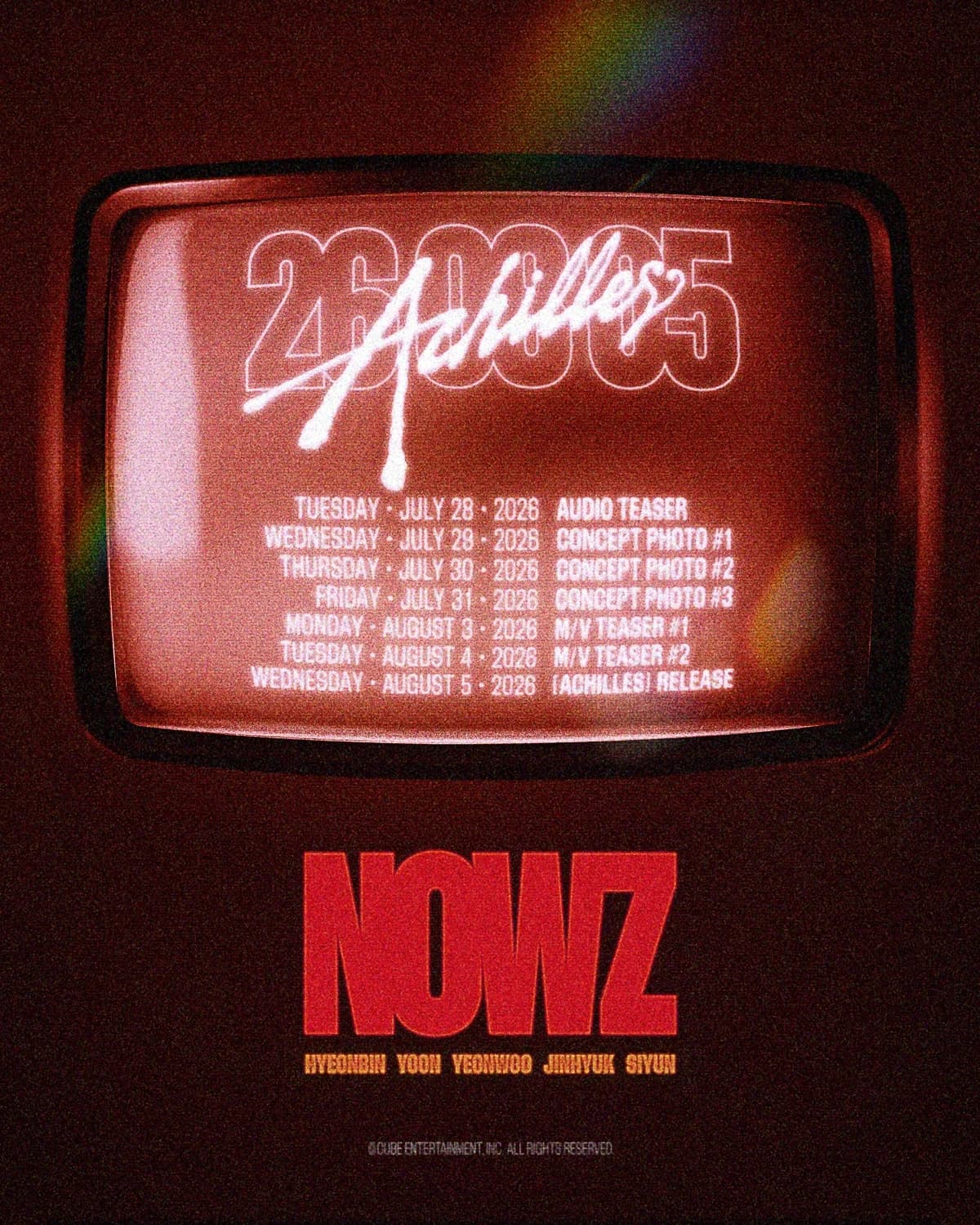 NOWZ Releases Comeback Teaser Scheduler for New Single 'Achilles'... 80s Movie Poster Concept Exudes 'Retro Vibe'