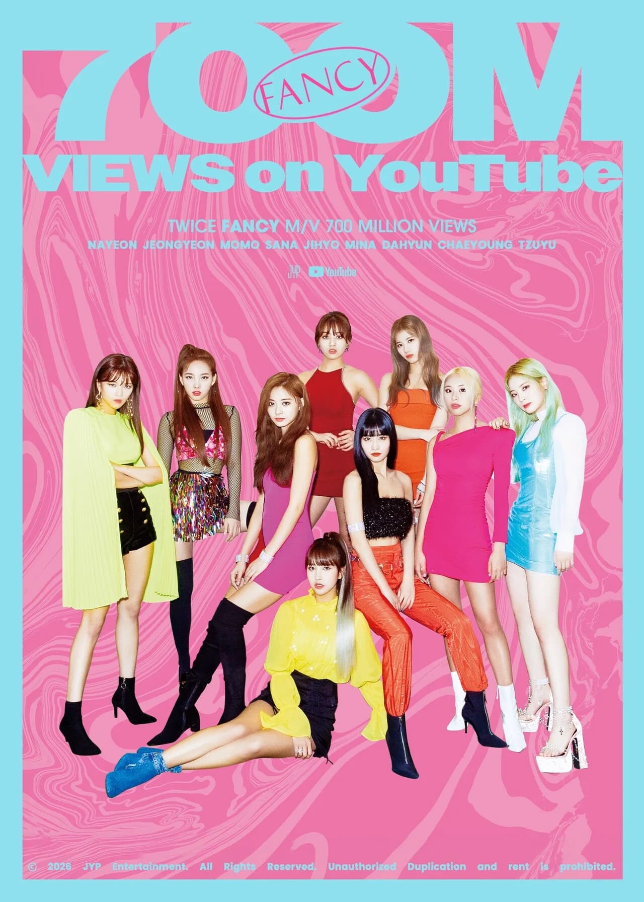 TWICE's 'FANCY' Music Video Surpasses 700 Million YouTube Views... Third Mega Milestone Overall