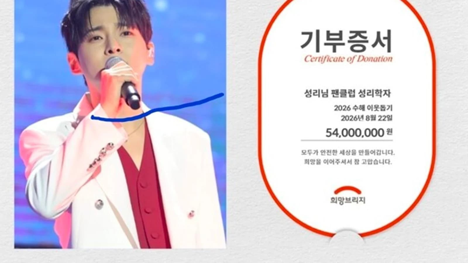 Sungri's Fan Club 'Seongrihakja' Donates 54 Million Won to Flood-Affected Neighbors in Geoje and Tongyeong