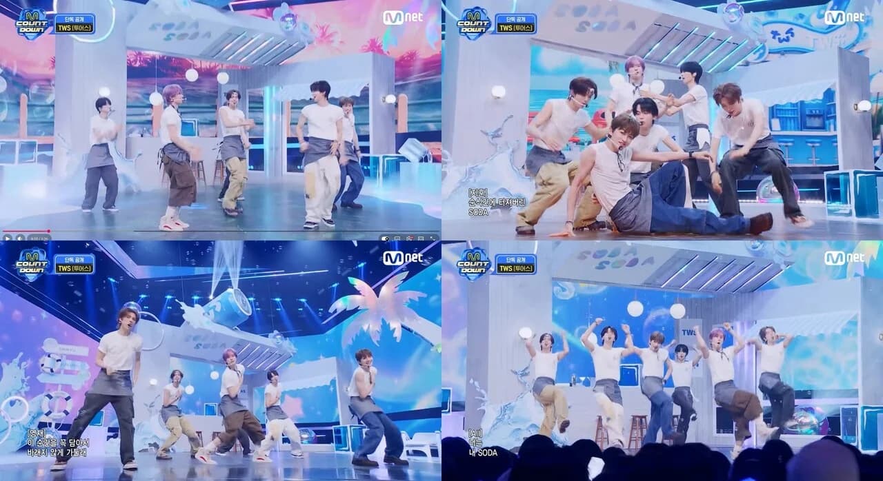 TWS Unveils Korean Version of 'SODA SODA' Stage for the First Time on 'M Countdown'... Refreshing Charm That Pops Like Carbonation