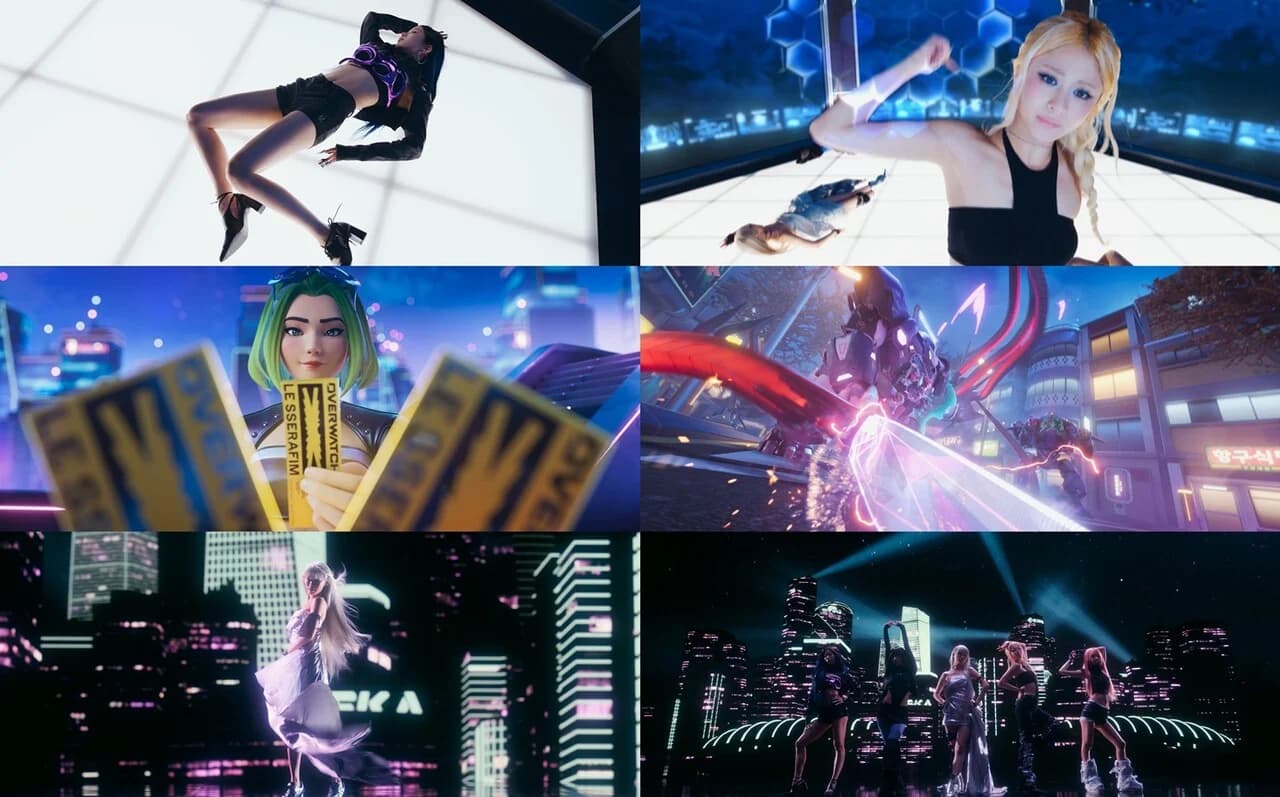 LE SSERAFIM's 'Made My Night' MV Reunites with 'Overwatch'… A Narrative Bridging Reality and the Virtual World