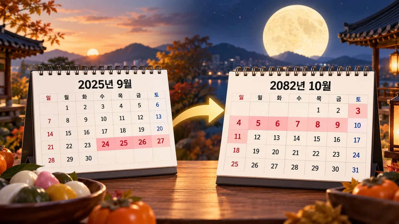 A 'October 2082 Calendar' to Soothe This Year's Four-Day Chuseok Disappointment: Nine Consecutive Holidays from Gaecheonjeol to Hangeul Day