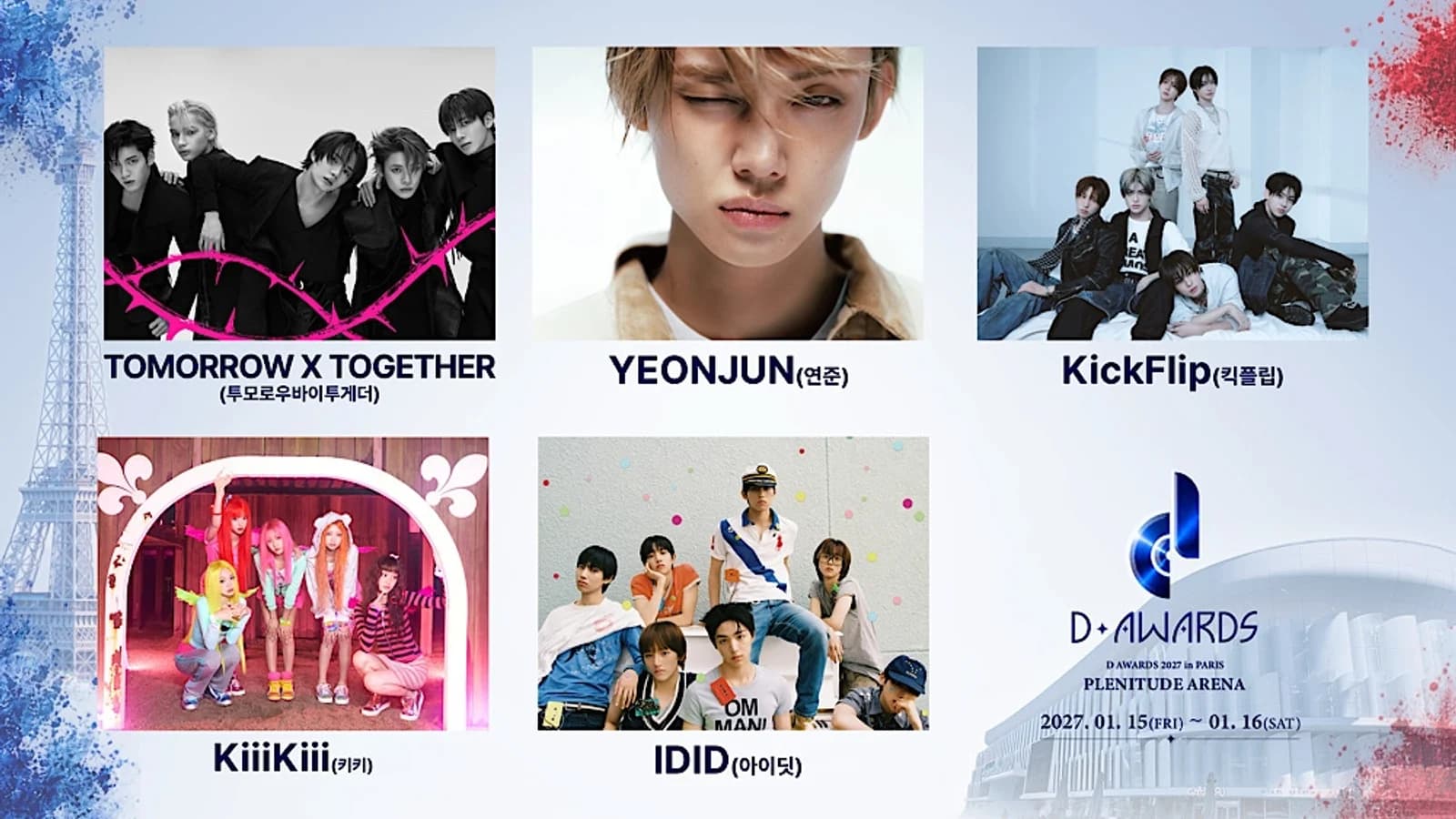 'The Awards 2027 in Paris' Reveals Third Lineup: TOMORROW X TOGETHER, Yeonjun, KICKFLIP, KIKI, and ITZ Join