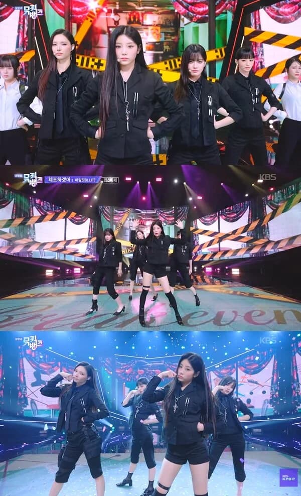 ILLIT's 'I'll Arrest You' Jumps from 67th to 17th on Global Chart... 'Music Bank' Black Agent Knife-Sharp Choreography Stage Draws Attention